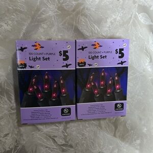 Lot Of 2 Halloween Purple String Indoor/Outdoor 100 Light Party Brizled Spooky